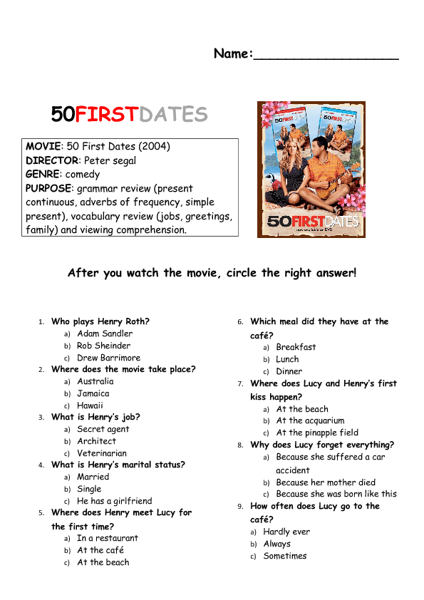 50 first dates movie genre