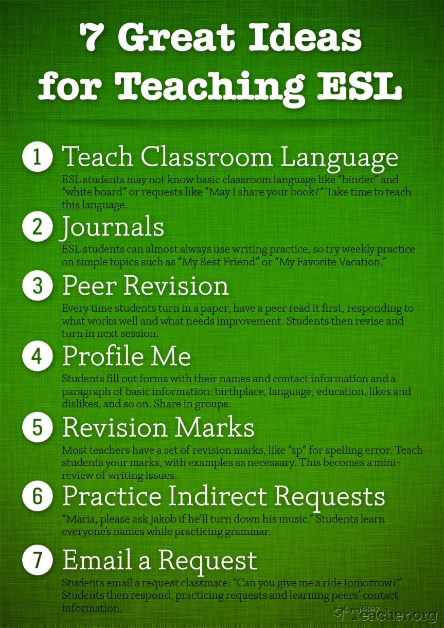 7 Great Ideas For Teaching ESL: Poster