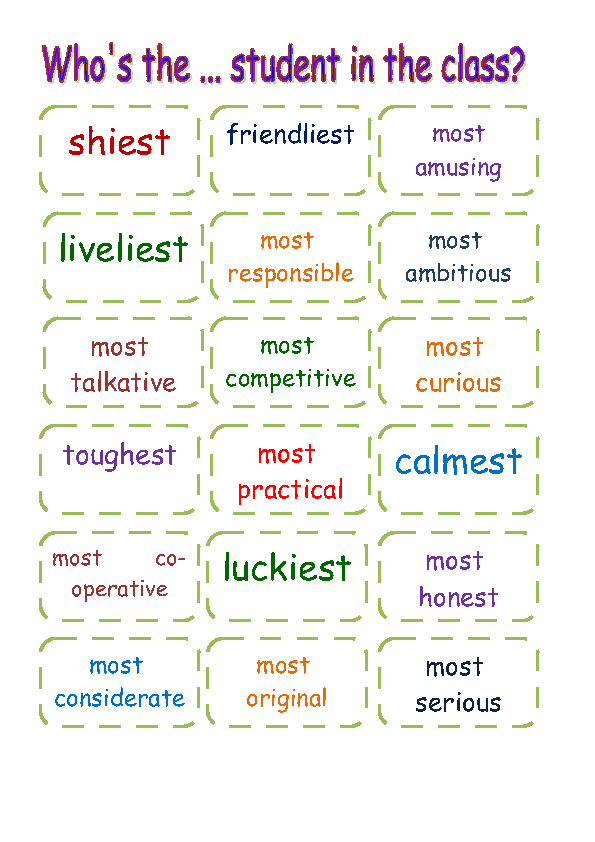 Comparatives And Superlatives Communicative Activities