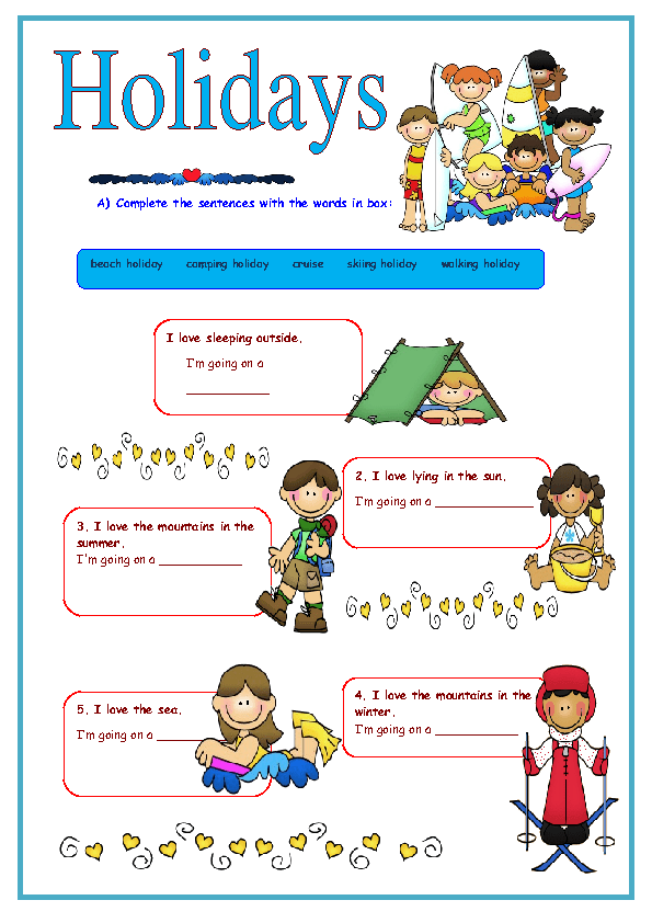 holidays elementary worksheet