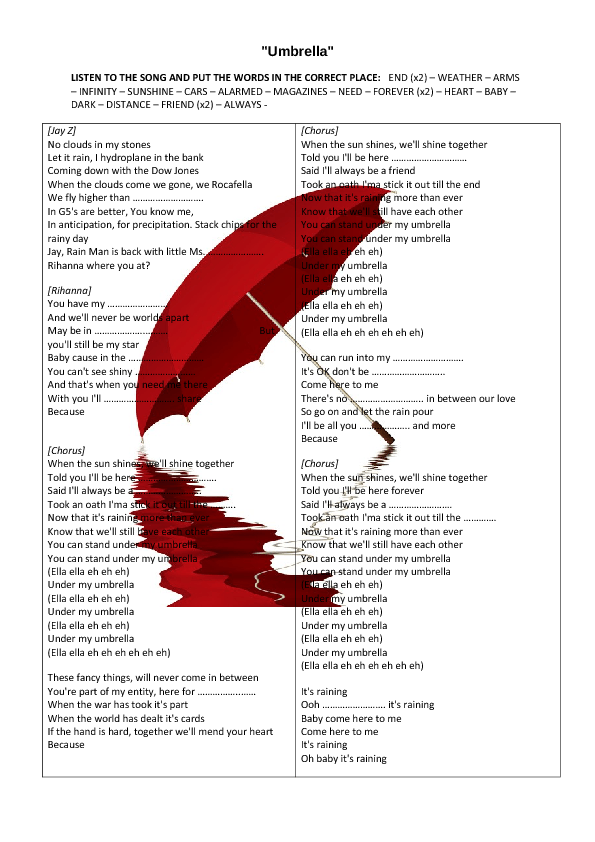 Lose umbrella. Umbrella текст. Рианна Амбрелла текст. Umbrella Rihanna текст. Umbrella текст песни.