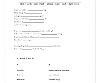 Song Worksheet: Firework by Katy Perry