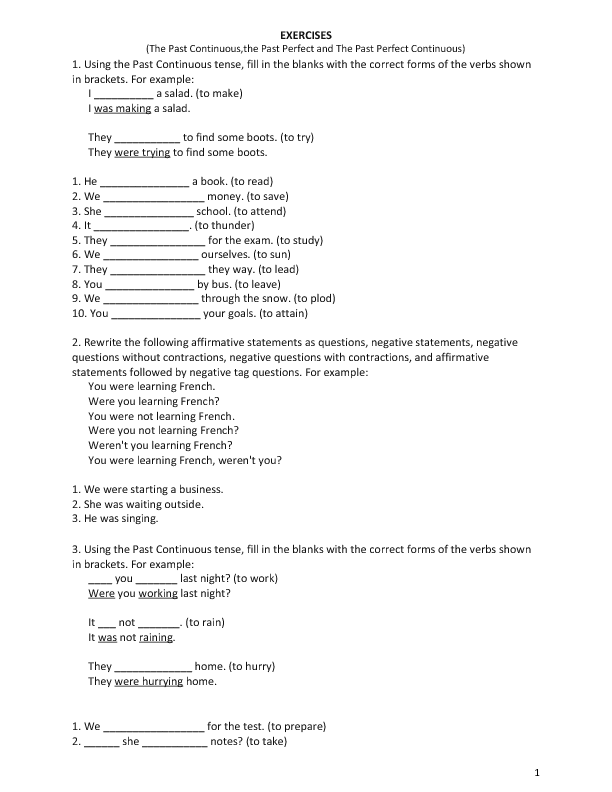 26 Free Past Perfect Continuous Worksheets