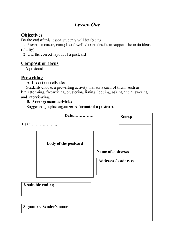 Kindergarten Writing Lesson Plan