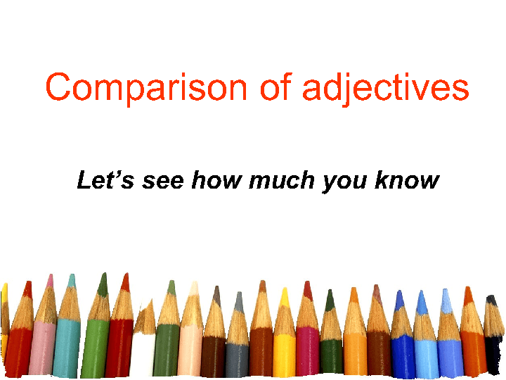 Comparison Of Adjectives PPT Game