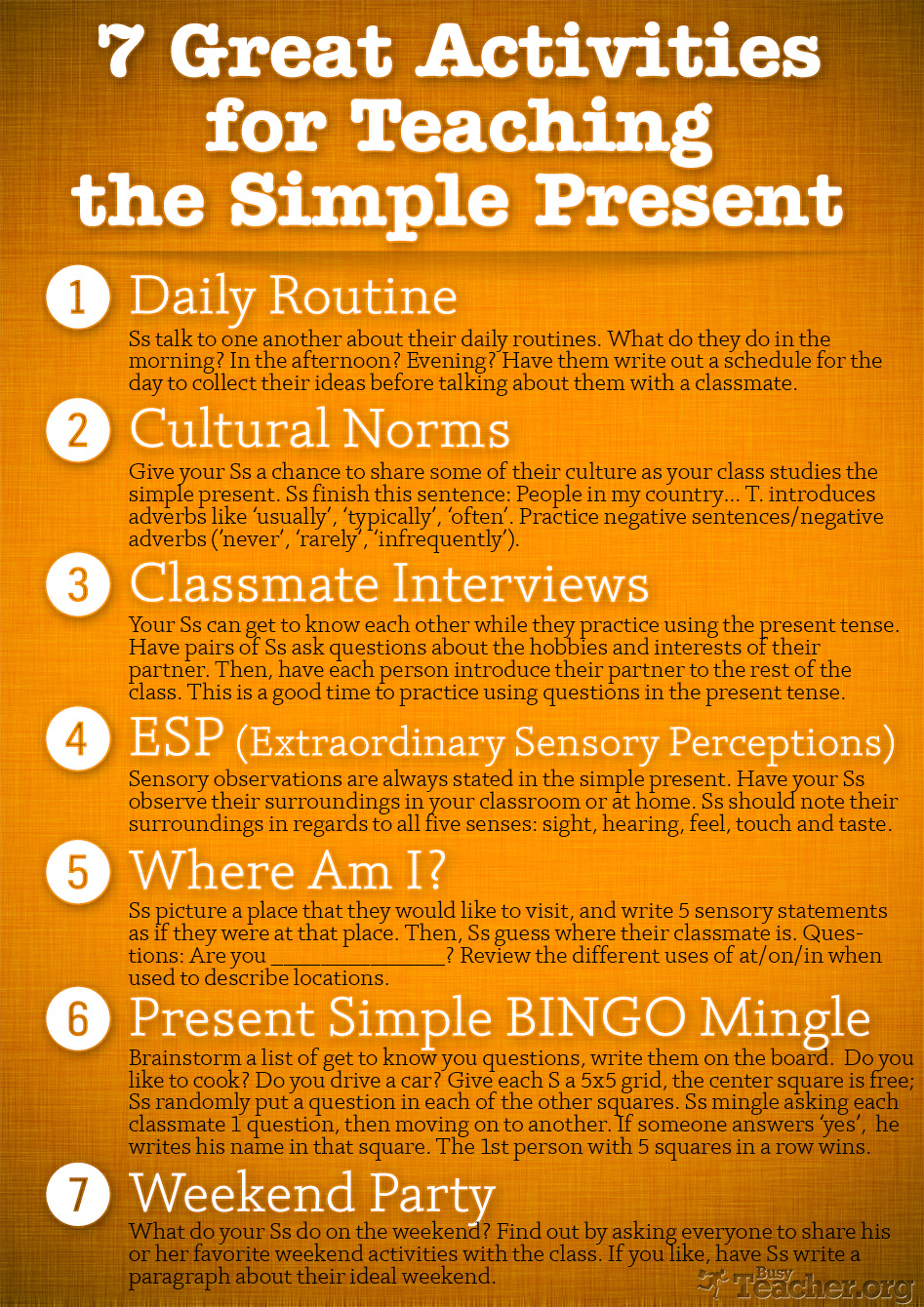 POSTER: 7 Great Activities to Teach the Simple Present