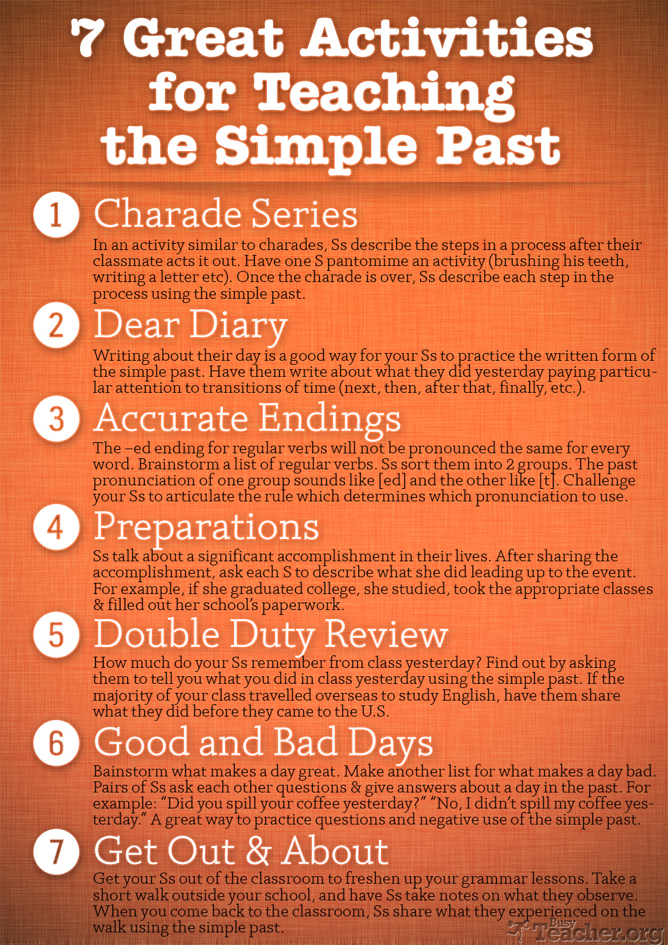 7 Great Activities To Teach The Simple Past Poster