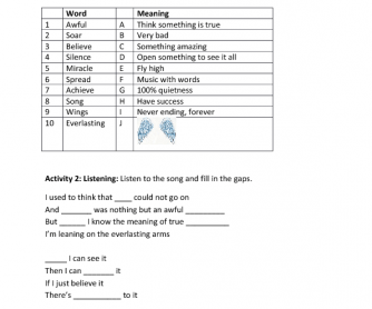 Song Worksheet: I Believe I Can Fly by R Kelly