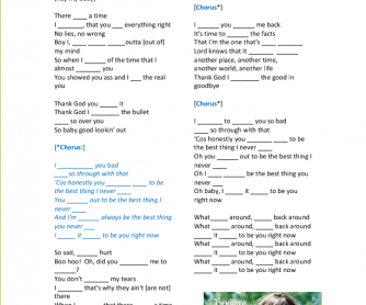 Song Worksheet: Best Thing I Never Had by Beyonce [Gap Fill]