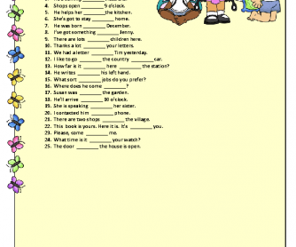 Prepositions Elementary worksheet