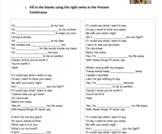 Song Worksheet: Things I'll Never Say by Avril Lavigne