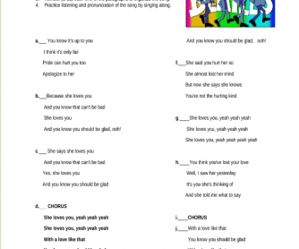 Song Worksheet: She Loves You by The Beatles