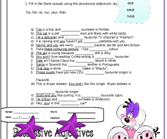 Possessive Adjectives Elementary Worksheet