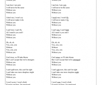 Song Worksheet: Without You by David Guetta