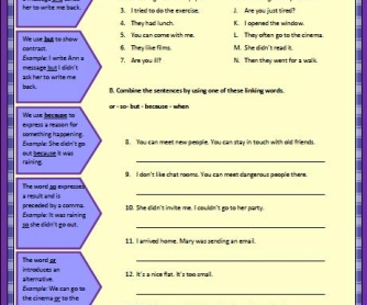 Linking Words Intermediate Worksheet