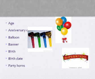 Birthday Vocabulary