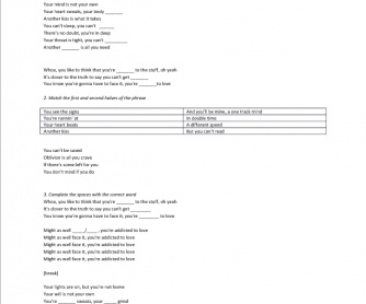 Song Worksheet: Addicted to Love by Robert Palmer