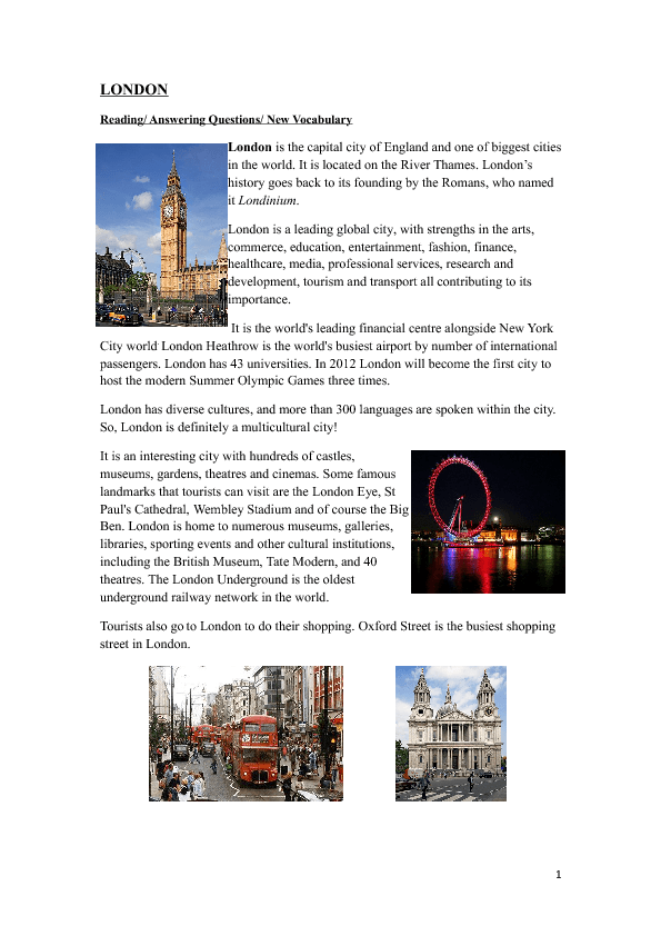 essay about london england