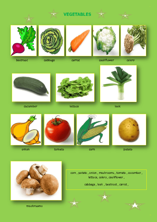 vegetables worksheet