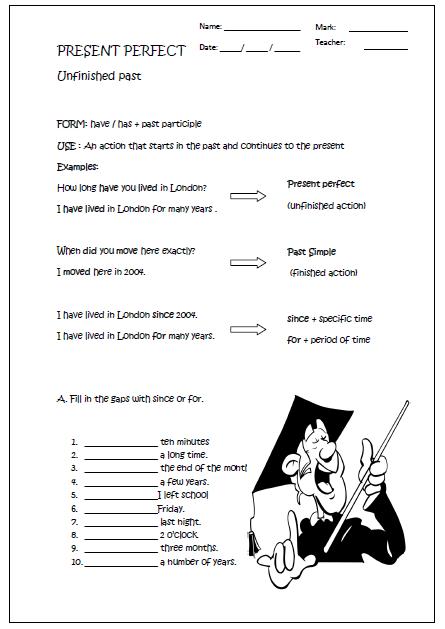 Present Perfect Tense Intermediate Worksheet