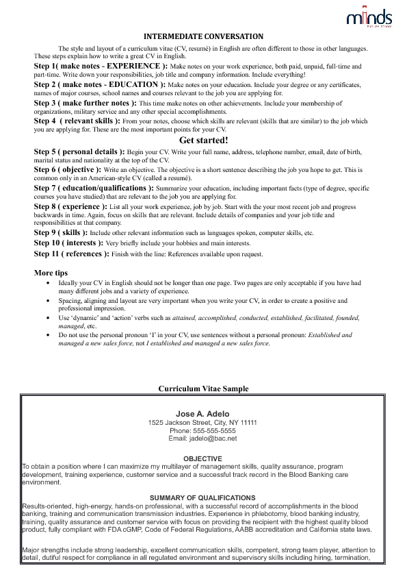 how to write an english resume