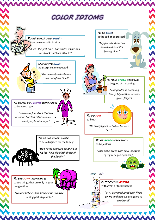 4 idioms year worksheet Color Poster: Idioms