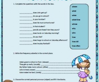 Daily Routines, Wh- Questions and Personal Pronouns Worksheet