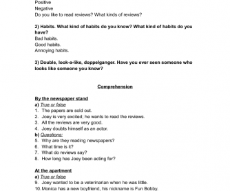 Friends Worksheet, Season 2 Episode 10 - The One With The Russ