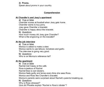 Friends Worksheet, Season 2 Episode 14 - The One With The Prom Video