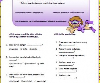 Tag Questions Elementary Worksheet