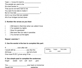 Payphone- Maroon 5 worksheet