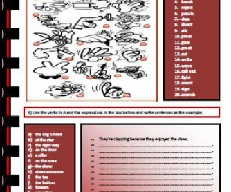 Verbs: Using Your Hands Worksheet