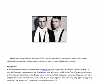 Song Worksheet: Wonderful Life by Hurts