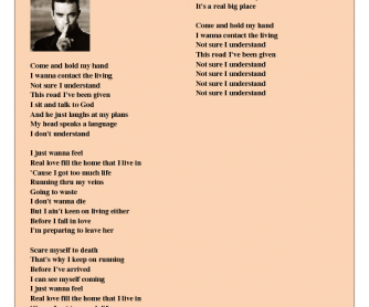 Song Worksheet: Feel by Robbie Williams