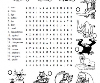 Wild Animals Wordsearch Puzzle