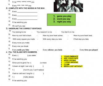 Song Worksheet: Every Breath You Take by The Police