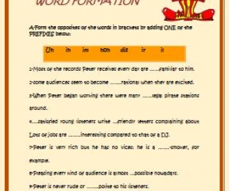 Word Formation Worksheet
