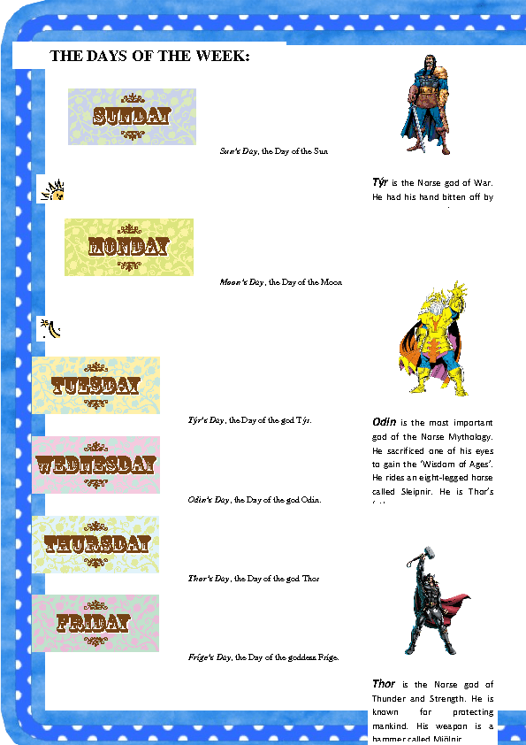 The Days Of The Week Origins 