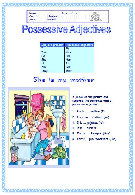 possessive-adjectives-elementary-worksheet-ii