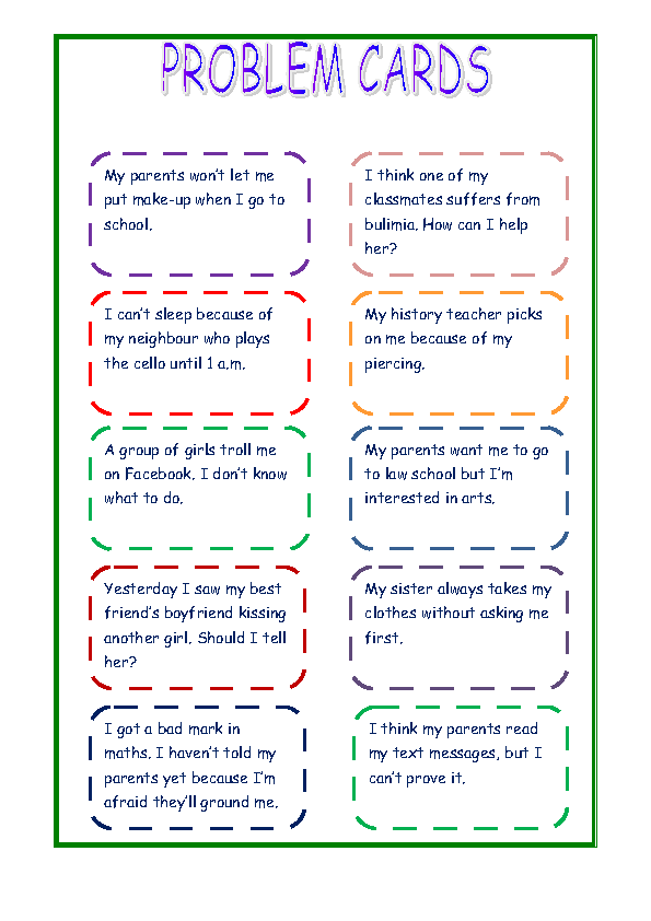 Giving Advice Problem Cards