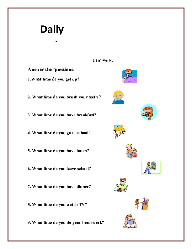 Daily Routine For Students In English