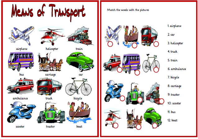 Транспорт на английском с картинками