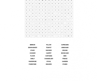 Furniture and House Wordsearch