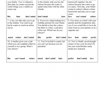 What's Your Reaction? (Preferences: Gerund and Infinitive)