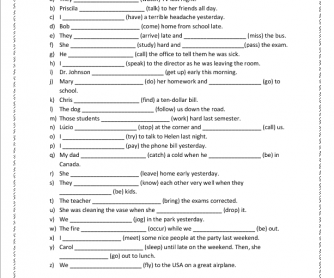 Past Simple Tense Exercises