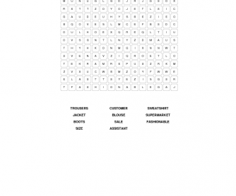 Shopping Wordsearch