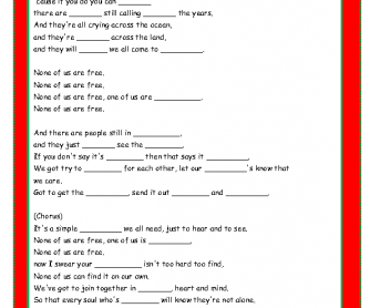 Song Worksheet: None of Us Are Free