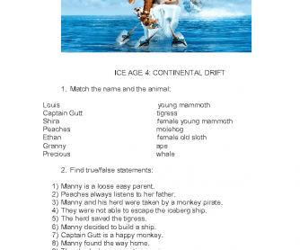 Ice Age 4: Continental Drift Worksheet