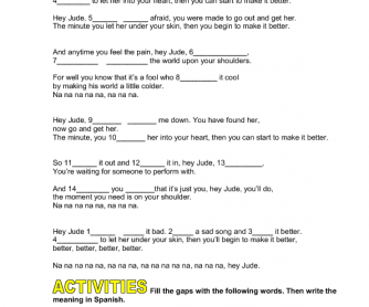Song Worksheet: Hey Jude by The Beatles [Imperatives]