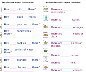 Countable and Uncountable Food Items, Questions and Answers